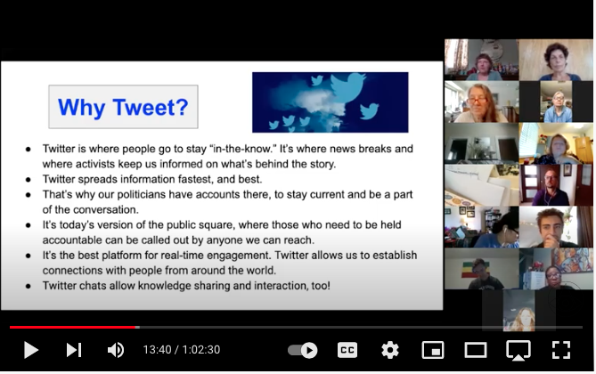 Screen shot of slide showing why it is important to tweet - public square