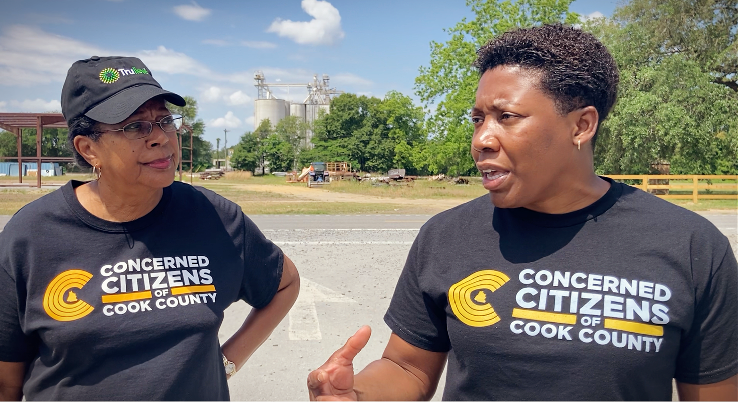 Concerned Citizens of Cook County_Treva Gear Picture of Treva Gear and a team member from Concerned Citizens of Cook Country being interviewed.